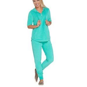 Denim & Co Knit Terry Half Zip Top w/ Jogger Pants